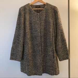 Talbots boucle tweed jacket - navy, cream